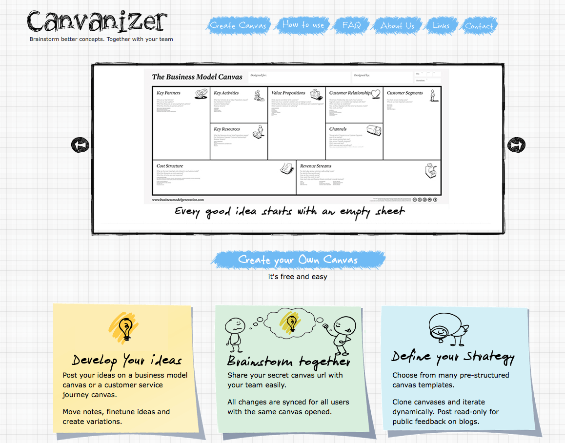 Create a new Business Model Canvas - Canvanizer